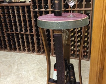 Wine Barrel Side Tasting Table - Serenoa 2 - made from retired Napa wine barrels. 100% Recycled!