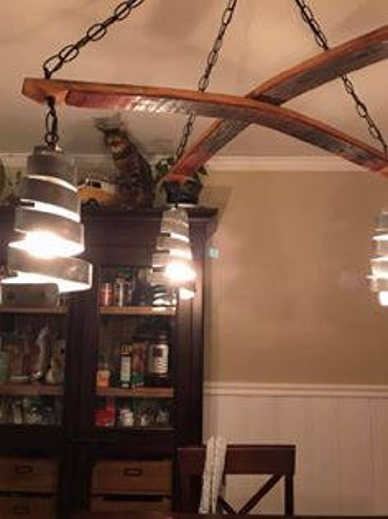 Wine Barrel Ring Chandelier Intersect Made from retired California wine barrels. 100% Recycled image 8
