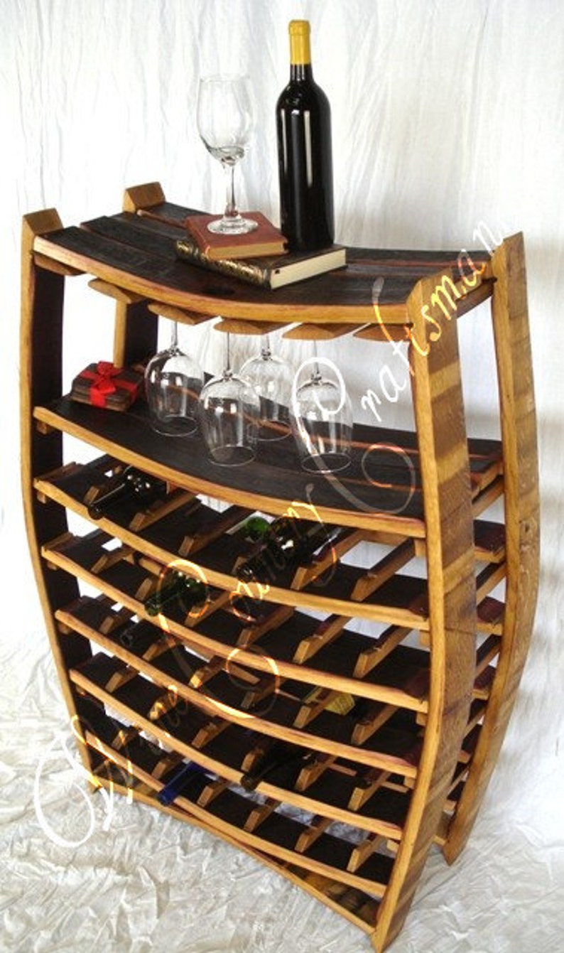 Large Wine and Glass Rack Chablis Made from retired California wine barrels. 100% Recycled image 3