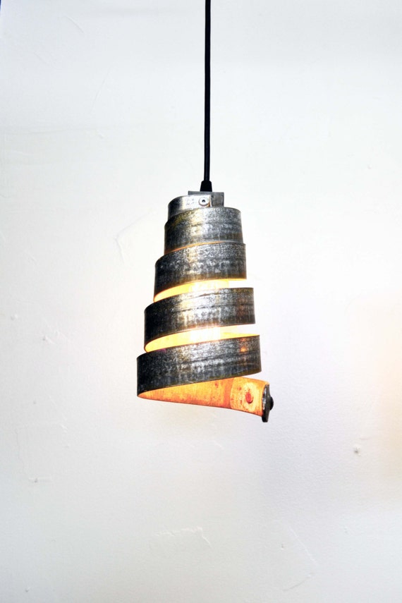 100/% Recycled US Only Wine Barrel Ring Pendant Light Kahara FREE Shipping made from retired CA wine barrel rings