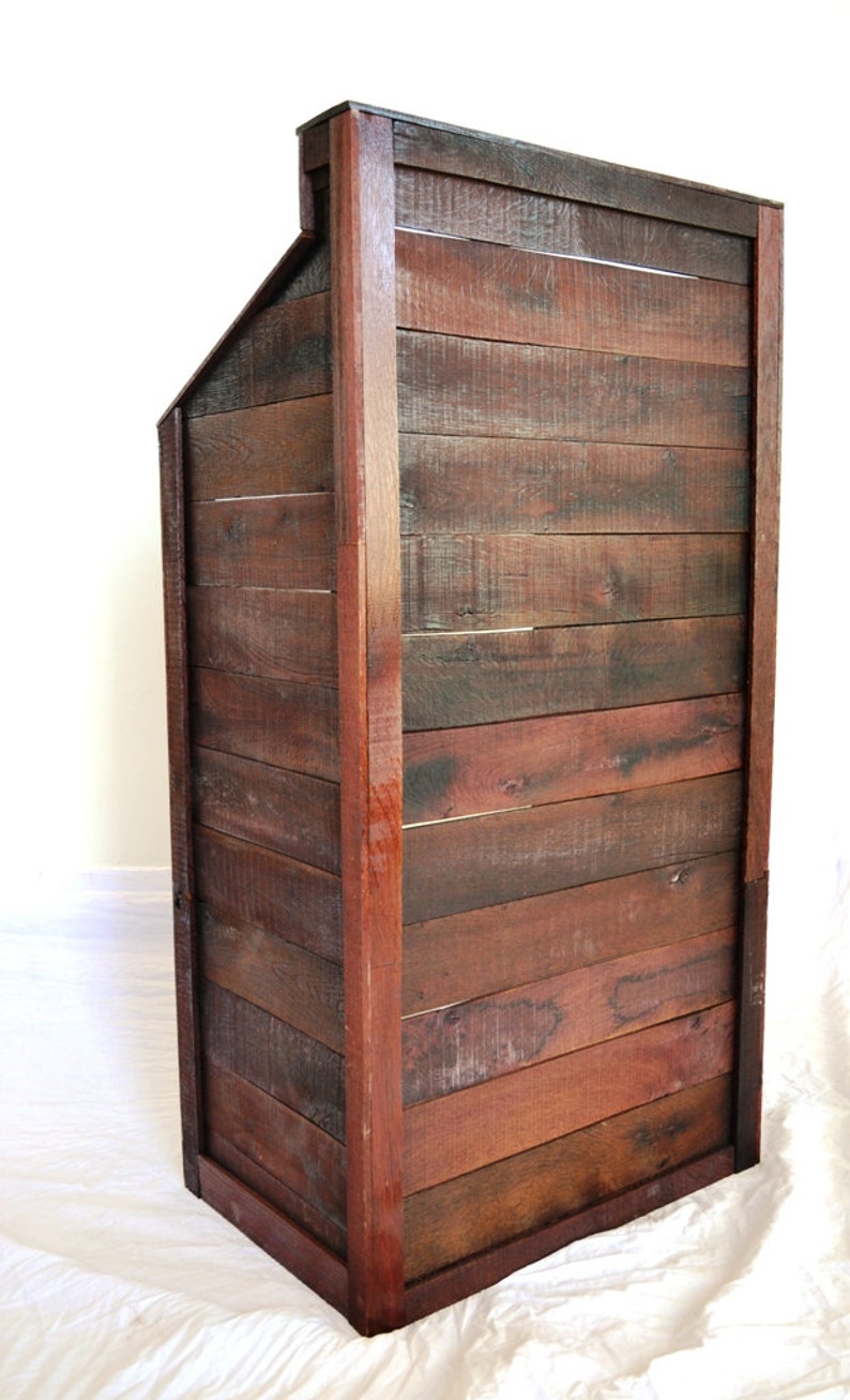 Hostess Stand Podium POS Terono Made from retired California wine barrels. 100% Recycled image 5