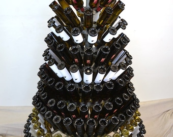 Large Wine Barrel Ring + Bottle Christmas Tree YULEFEST with Wine Bot Topper / made from recycled wine barrels - 100% Recycled!