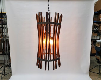 SALE Wine Barrel Pendant Light "Pasadena II" Made from retired California wine barrels 100% Recycled + Ready to Ship!!