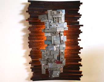 Wine Barrel Art and Wall Light - Hehku - Made from retired California wine barrels and rings. 100% Recycled!