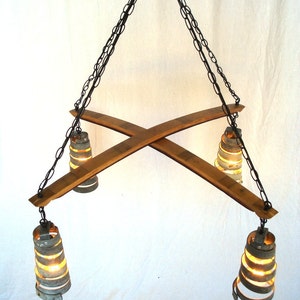 Wine Barrel Ring Chandelier Intersect Made from retired California wine barrels. 100% Recycled image 4