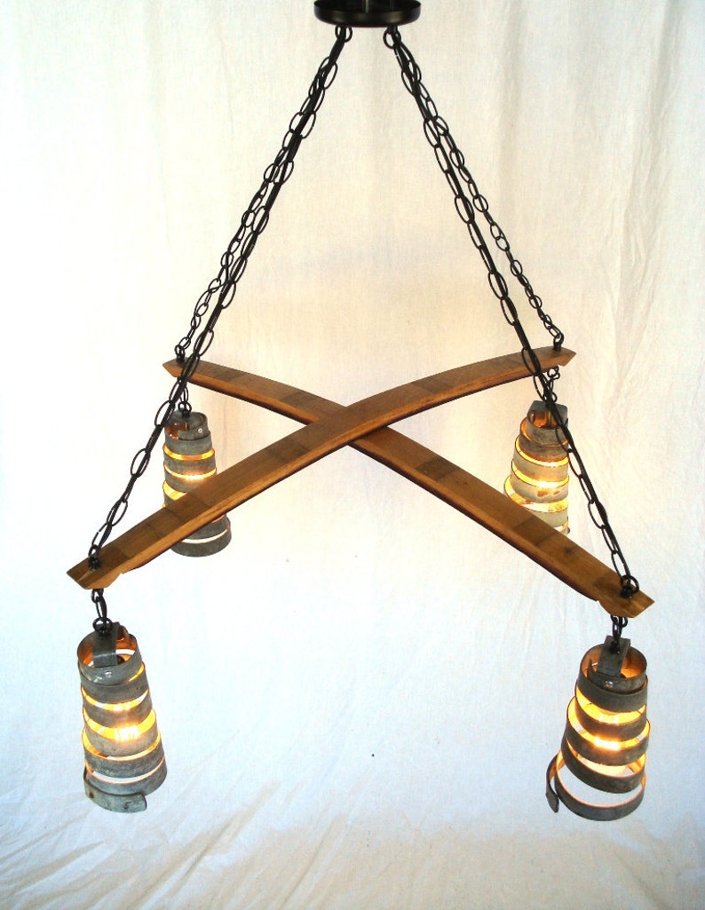 Wine Barrel Ring Chandelier Intersect Made from retired California wine barrels. 100% Recycled image 4