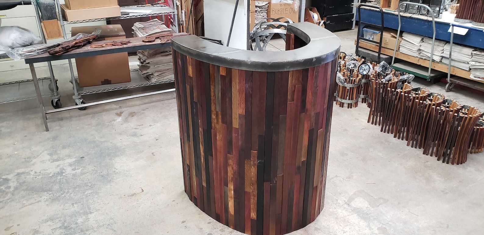 Wine Barrel Curved Bar / Hostess Stand Recurve Made from Etsy