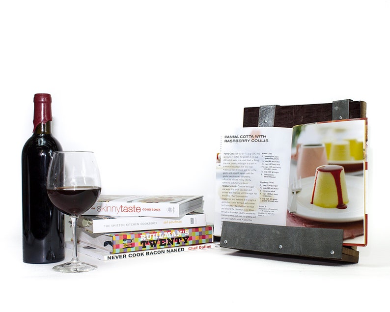 Wine Barrel Cookbook or Tablet Stand Recipe Made from retired California wine barrels. 100% Recycled image 3