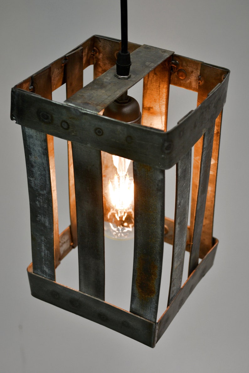 Barovi ! Wine Barrel Ring Pendant Light Made from salvaged California wine barrel rings 100/% Recycled and Free Shipping US Only