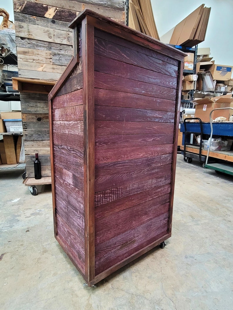 Hostess Stand Podium POS Terono Made from retired California wine barrels. 100% Recycled image 8