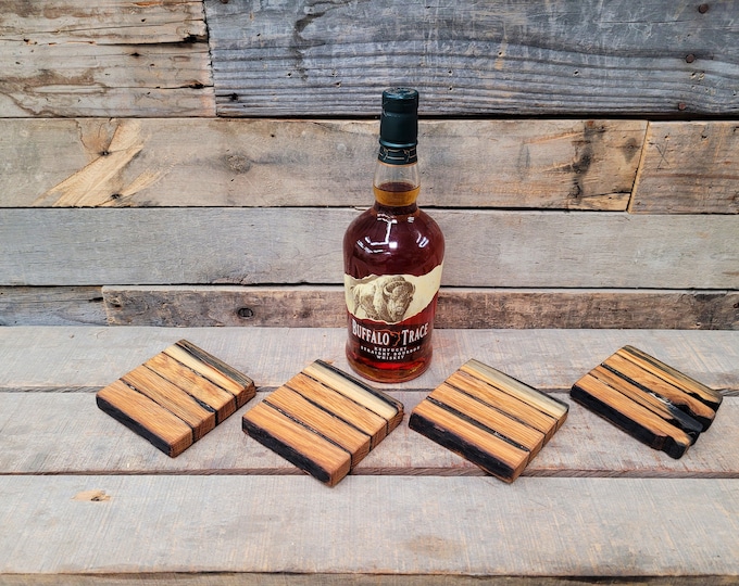 Whiskey / Bourbon Barrel Coasters - Made from retired Whiskey / Bourbon Barrels - 100% Recycled + Ready to Ship!