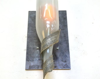 Wine Bottle Wall Sconce - Elysian - Made from recycled steel and salvaged wine bottles. 100% Recycled!