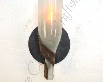 Wine Bottle Wall Sconce - Dulcet - Made from retired California wine barrel rings and steel. 100% Recycled!