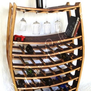 Large Wine and Glass Rack Chablis Made from retired California wine barrels. 100% Recycled image 5