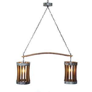 Wine Barrel Chandelier - Double Pannier - Made from retired California wine barrels. 100% Recycled!