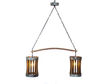 Wine Barrel Chandelier - Double Pannier - Made from retired California wine barrels. 100% Recycled!