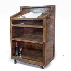 Hostess POS Podium Valet Stand - Chardonnay - Made from retired Far Niente chardonnay wine barrels 100% Recycled!