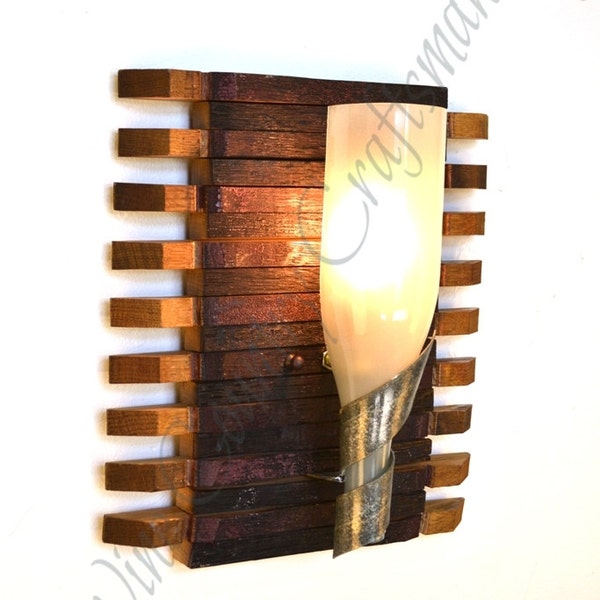Wine Barrel Wall Sconce - Santa Fe - Made from retired California wine barrels & bottles 100% Recycled!!