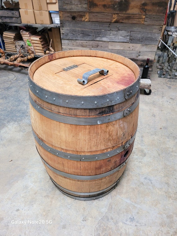 Wine Barrel Trash Can Holder