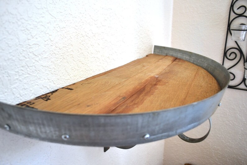 Wine Barrel Head Shelf Polowa Made from reclaimed California wine barrels. 100% Recycled image 8