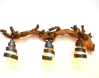 Grapevine and Wine Barrel Ring Vanity Light - Arneis - Made from retired California grapevines. 100% Recycled!