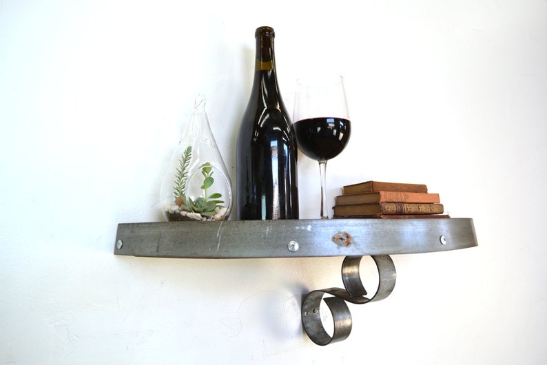 Wine Barrel Head Shelf Polowa Made from reclaimed California wine barrels. 100% Recycled image 1