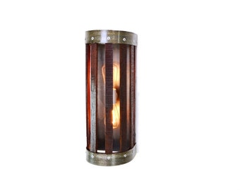 Wine Barrel Wall Sconce - Madara - Made from retired California wine barrels and rings 100% Recycled!