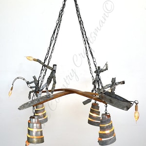 Barrel Ring Chandelier - Seaside - Made from retired California wine barrels. 100% Recycled!