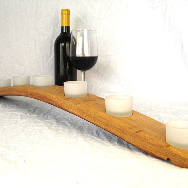 SALE -Wine Barrel Stave Candle Holder with Justin Winery Logo - 100% recycled
