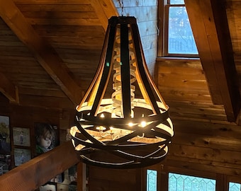 Wine Barrel Basket Chandelier - Kosara - Made from retired California wine barrels 100% Recycled!