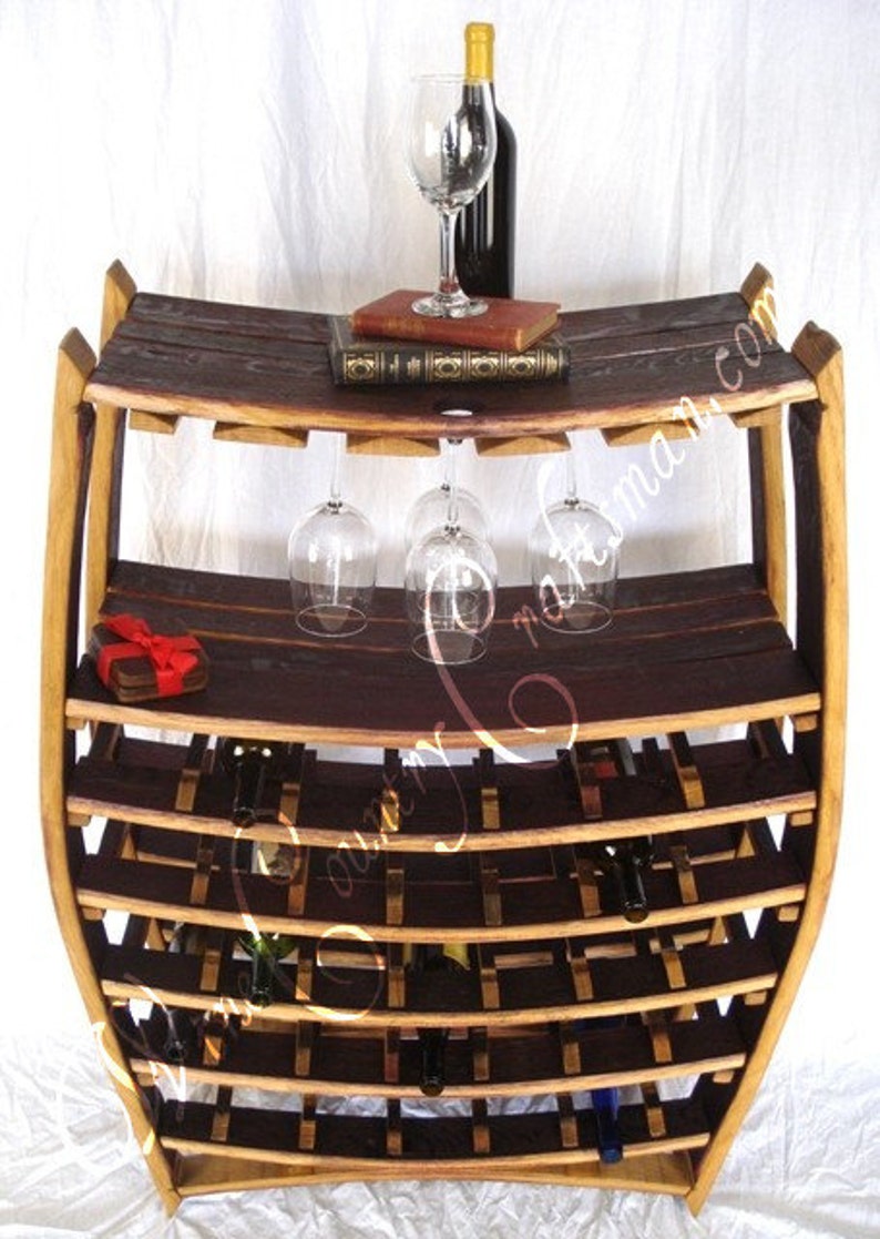 Large Wine and Glass Rack Chablis Made from retired California wine barrels. 100% Recycled image 6