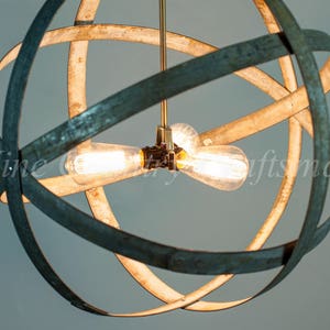 Wine Barrel Ring Chandelier Premier Made from retired California wine barrel rings 100% Recycled image 8