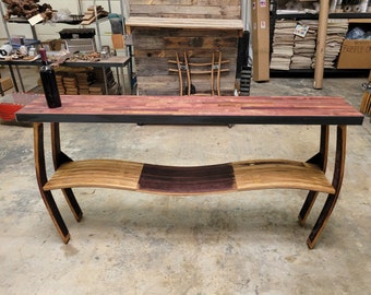 Wine Barrel Sofa / Entry Table "Valovito" Made from retired California wine barrels- 100% Recycled!