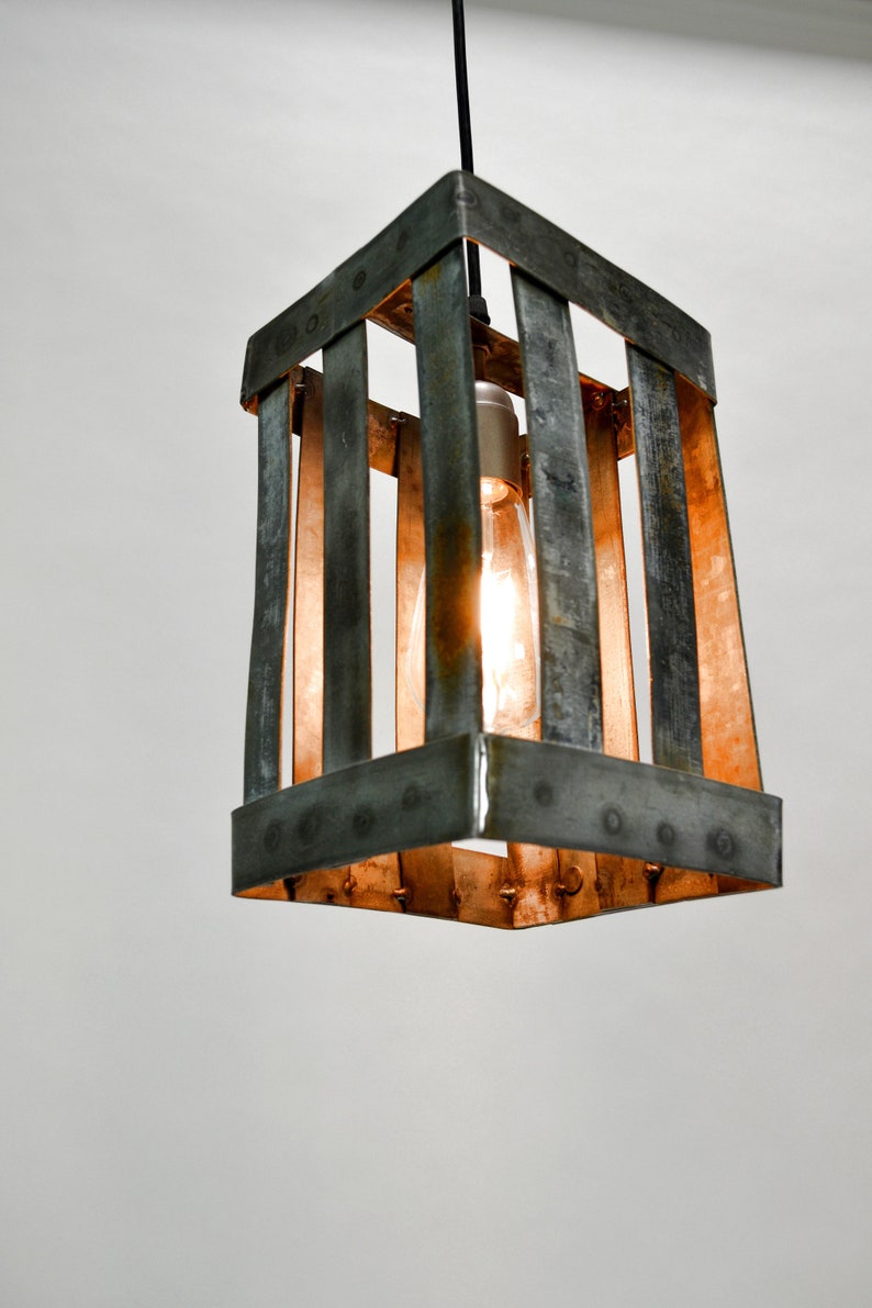Barovi ! Wine Barrel Ring Pendant Light Made from salvaged California wine barrel rings 100/% Recycled and Free Shipping US Only