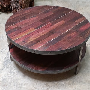 Wine Barrel Coffee Table - Kolo - Made from large reclaimed California Oak Wine Barrels. 100% Recycled!