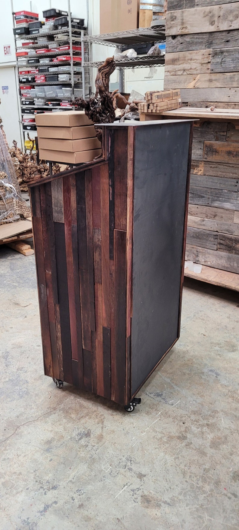 Hostess Stand Podium POS Terono Made from retired California wine barrels. 100% Recycled image 4