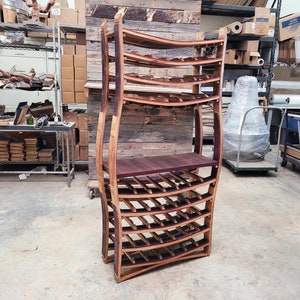 Wine Barrel Wine + Glass Rack - WAINA - Made from retired California wine barrels. 100% Recycled!