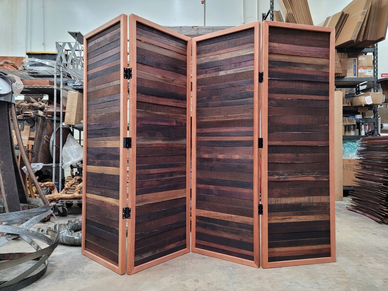 Wine Barrel Room Divider Folding Screen - Legnoso - made from retired California wine barrels. 100% Recycled!