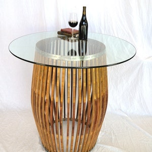 Wine Barrel Pub and Tasting Table Tectona Made from retired CA wine puncheon barrels. 100% Recycled image 3