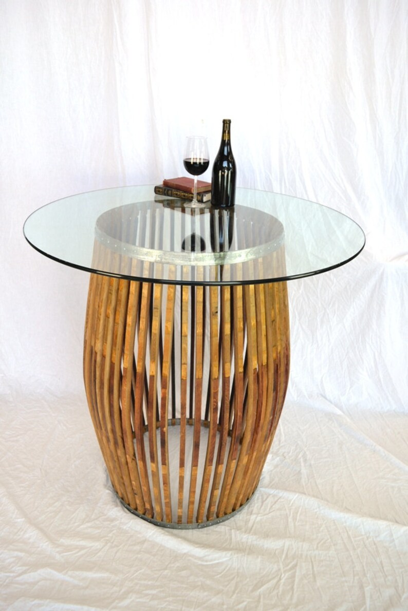 Wine Barrel Pub and Tasting Table Tectona Made from retired CA wine puncheon barrels. 100% Recycled image 3