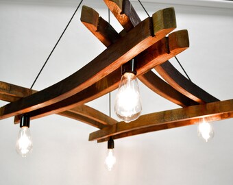 Wine Barrel Stave Chandelier "Artessa" Made from retired California wine barrels. 100% Recycled!