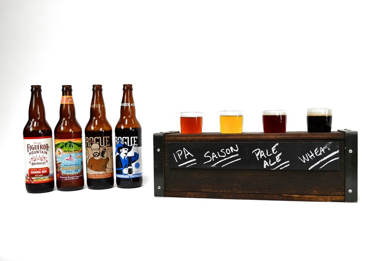 Barrel Stave Beer 4 Glass Flight With Chalkboard Peleti Etsy