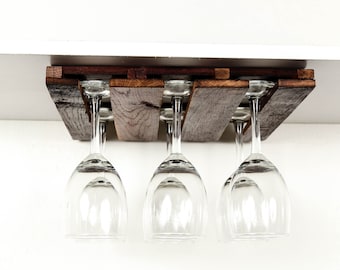 Under Counter Wine Glass Holder "Komori" Made from retired California wine barrels. 100% Recycled!