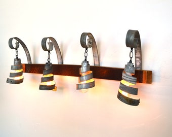 Wine Barrel Vanity Light - Eclat - Made from reclaimed California wine barrel staves and rings - 100% Recycled!