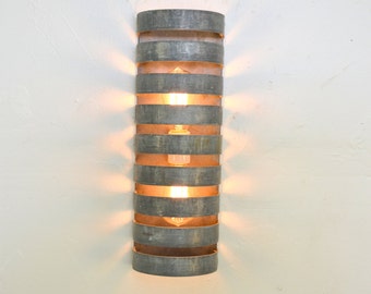 Wine Barrel Wall Sconce - Kundali - Made from retired California wine barrel rings. 100% Recycled!