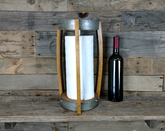 Counter Top Paper Towel Holder "Serviette" Reclaimed California wine barrels - 100% Recycled!