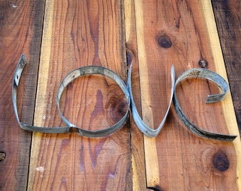 Wine Barrel Art - LOVE - Made from Retired California wine barrel rings. 100% Recycled!