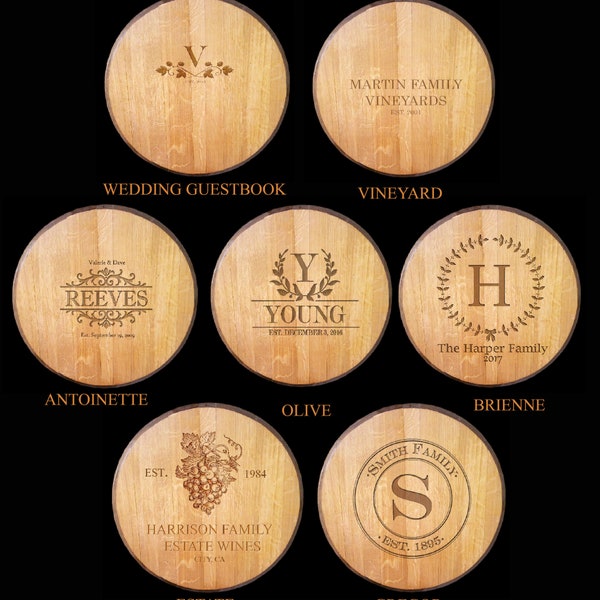 Wine Barrel Personalized Wall Art or Wedding Guestbook - Signo - made from Retired California wine barrel head with custom engraving