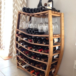 Large Wine and Glass Rack Chablis Made from retired California wine barrels. 100% Recycled image 1