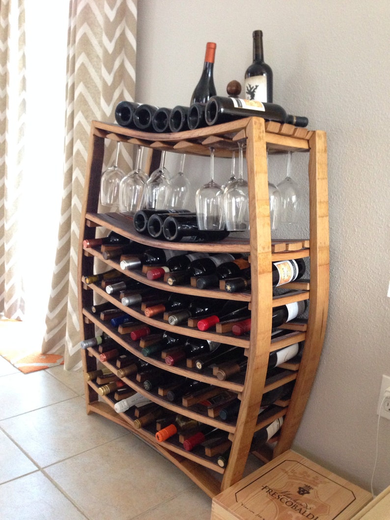 Large Wine and Glass Rack Chablis Made from retired California wine barrels. 100% Recycled image 1